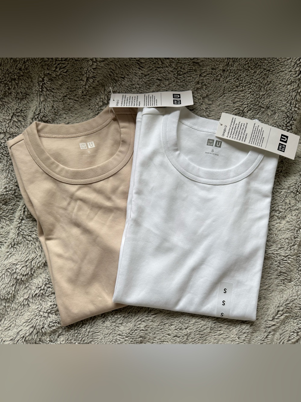 ✨NWT✨ UNIQLO | Crew Neck Tee Set - Beige & White, Size S ✨
